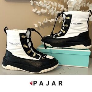 PAJAR CANADA CELION KIDS LACE UP SNEAKER BOOT Size 4 Black and White NWOT